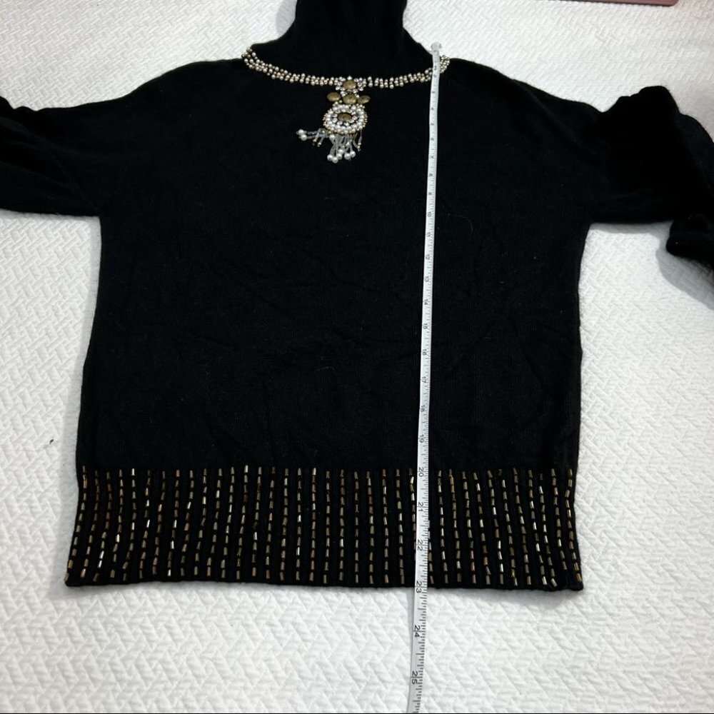 vintage SCRIBA Black Angora Blend Turtleneck Jewel Neckline Bishop Sleev… - Picture 8 of 11
